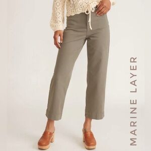 Marine Layer Bridget Wide Leg Flare Pants Dusty Olive Size 6